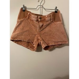 Side panel acid wash carpenter style maternity shorts, size 4